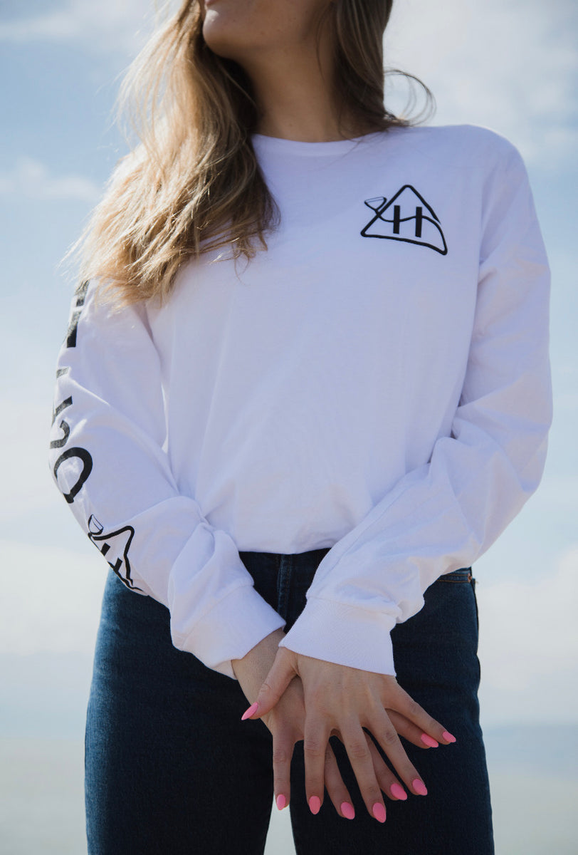 H” Logo Long Sleeve Tee Unisex- White – Hit It H2O